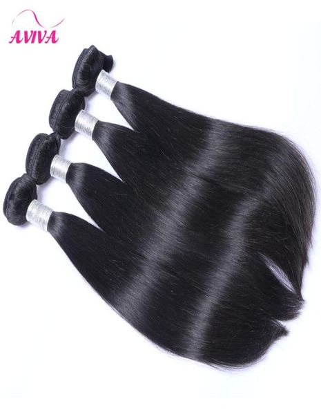 Brezilyalı bakire saç düz 4pcslot işlenmemiş brezilya insan saçları demetler doğal siyah ucuz remy saç uzatma ca2275721