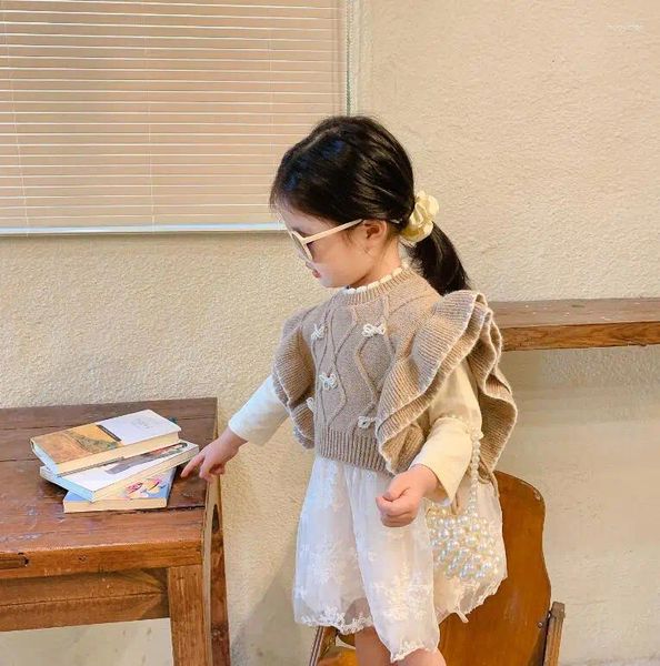 Girl Dlesses 2024 Korea Style Girls Tripwater Patchwork Sweaters Dress Fashion Cotte Full Drinke осень 2-8 лет A320