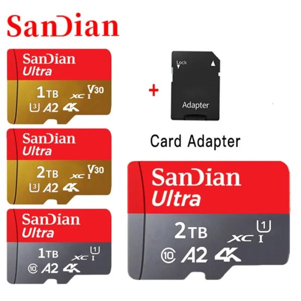Karten Sandian Original 1TB 2TB MICRO TF SD -KARTE GLASSE CLASS 10 SD -Kartenspeicherkarte Speicherkarte für Telefon/Kameras/MP3/MP4 2024