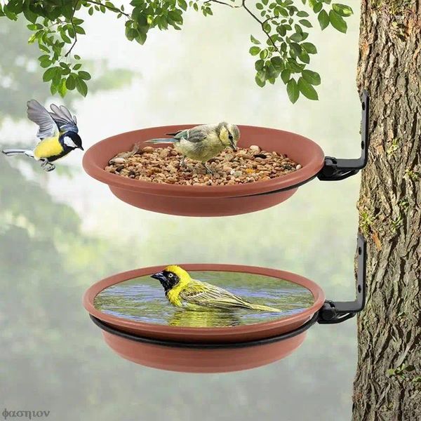 Andere Vogelversorgungen 2 Tablettbaum für Feeder Bad Bowl Hanging Feeder Have Federn Saubere Füllung Holzzaun Wandbäume Garten