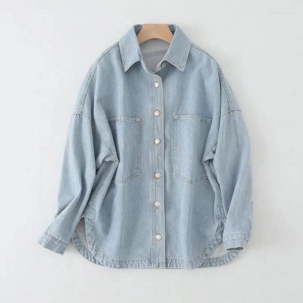 Frauenblusen Freizeit gewaschen Denim Shirt 2024 Frühlings Produktkleidung Urban Casual Top