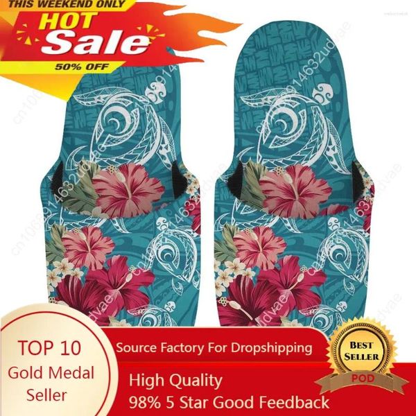 Slippers 2024 Inverno-outono em casa Thermal Coted Coted Coted Feminino Polinésia Tribal Cotton Indoor