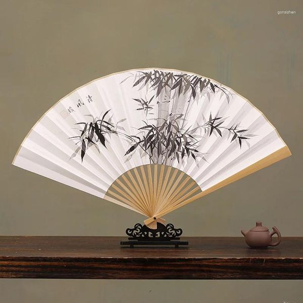 Dekorative Figuren Chinesische tragbare Papierfan -Künstler DIY FALTING Fans Retro Bambus Geschenkhandhand Daily Männer/Frauen Drama