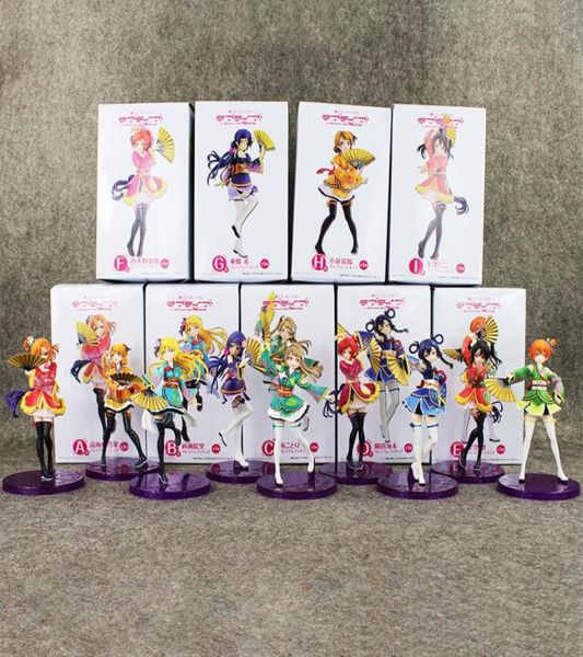 Anime Love Live Pvc Figura Honoka Minami Kotori Sonoda Umi Yazawa Niko con fan simpatici Girls Bambola per la collezione Y1906046221978