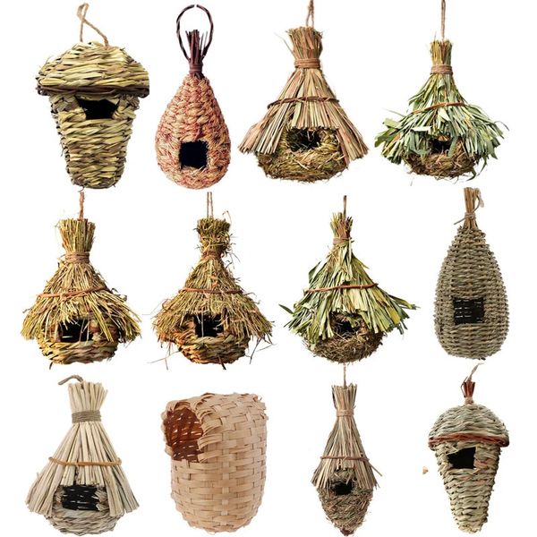14styles birds nest bird käfig natürliches grasei haus im Freien dekorative gewebte hängende Papageienhäuser Haustier Schlafzimmer 240416