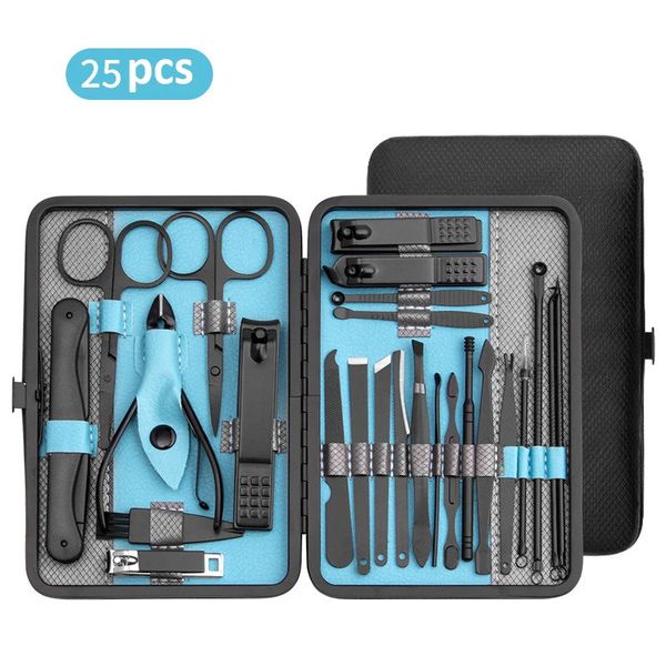 Maniküre Set 101525 PCs Full -Function Kit Professionelle Edelstahl -Pediküre -Pediküre -Sets Nagelklammer mit tragbarem Hülle Idea Geschenk 240415