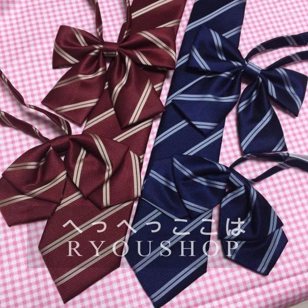 Bow Ties Dk Neck Krawatte Wein Golden Stripe Navy Silber Britische japanische Schulmädchen Jungen JK Uniform Schüler Cosplay