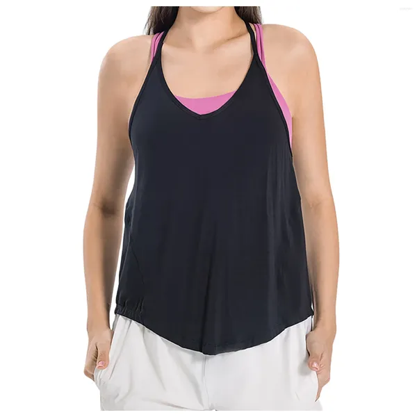 Damen T -Shirts lässige Sommer -Frauen -Trainingspops für Racerback Tank Mesh Yoga Athletic Perlen