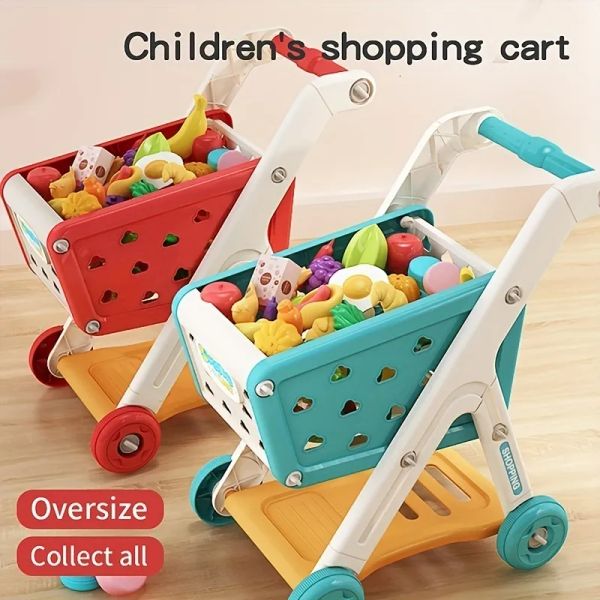 Lebensmittel Küchen spielen Lebensmitteleinkaufswagen Spielzeug Baby kleiner Trolley Kinder spielen Haus Obst geschnitten Musik Küche Supermarkt Männer und Mädchen 2308