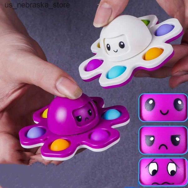 Giochi di novità Giocattolo per l'autismo allevia lo stress con il polpo interattivo in silicone Modifiche al rotatore del rotatore Push Bubble Fidget Rotator Toy Q240418