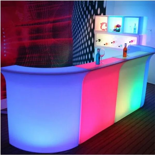 Mobili moderni illuminazione commerciale colore che cambia il tavolo da bar ad alto bar ricaricabile