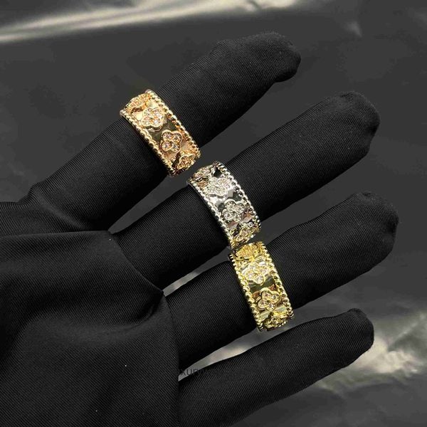 High-End-Schmuckringe für Vancleff Womens V-Gold Kaleidoscope Ring 18k Roségold breit geschmal