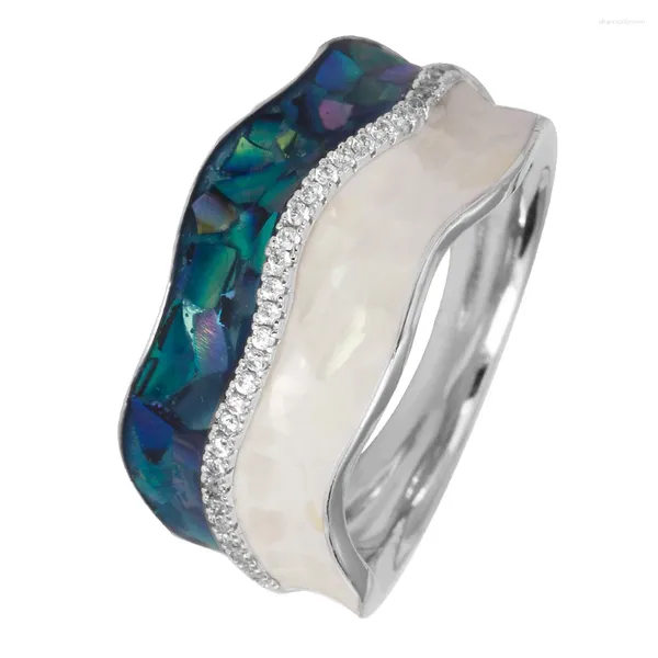 Cluster Ringe Braut Gespräch klassischer Vintage -Stil Abalone Shell Dating Schmuck Zirkonia Sprudeln Finger Ring für Frauen Mädchen Hochzeit
