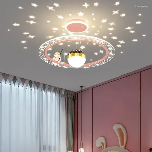 Lampadari lampade astronauta principessa sala per bambini cartone animato decorazioni per la casa per la casa planetaria lampada da letto lampadario da letto lampadario camera da letto