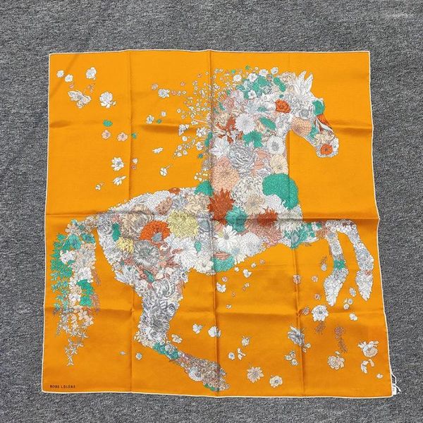 Lenços lenços laranja bandeira laranja feminina moda 2024 18mm lenço de seda HiJeb