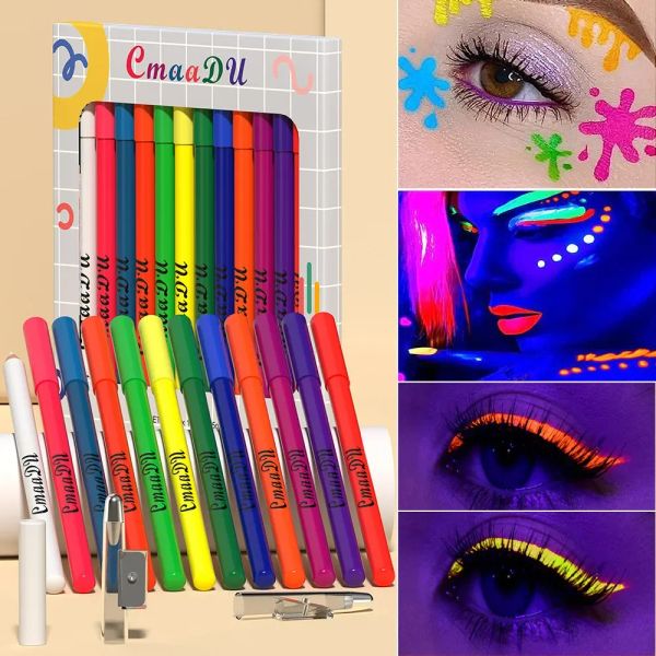 Eyeliner 12 Colori opachi matita eyeliner set impermeabile a proposito a prova di lunga durata luminosa UV luminosa cognella colorata per la fodera per occhio neon cosmetici