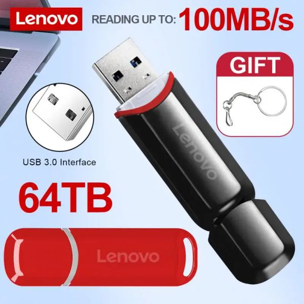 Adaptör Lenovo 64TB USB Flash Drive Metal Pendrive 2TB USB3.0 Memoria 16TB 32TB Ultralarge Kapasite Yüksek Hızlı USB Bellek Ücretsiz Kargo