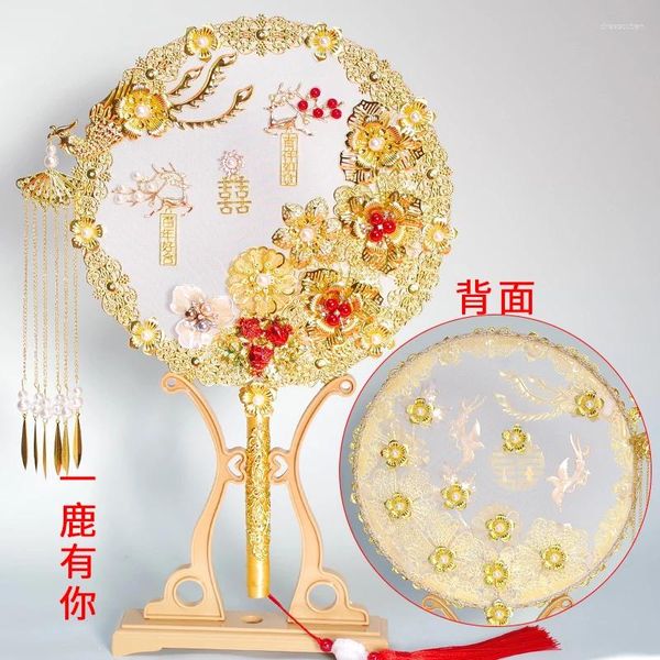 Figurine decorative Fan Wedding Groudo da sposa nodo ornamenti pografia floreale cinesi fatti a mano