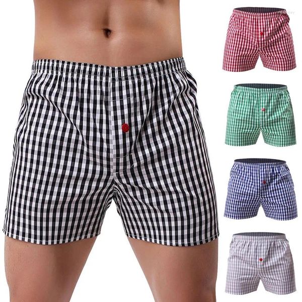 Underpants Heflashor Prezzo sfuso Cotone Short Short Boxer Plaid Homewear Homewear Men Plus size Shorts comodi multicolore