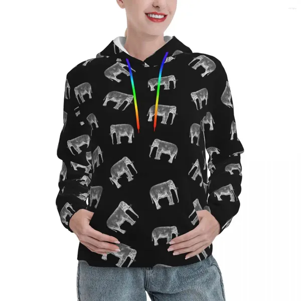 Damen Hoodies Retro Elephant lässig Animaldruck Harajuku Kapuze -Sweatshirts Herbst Langarm Street Mode übergroße Hoodie Geschenk