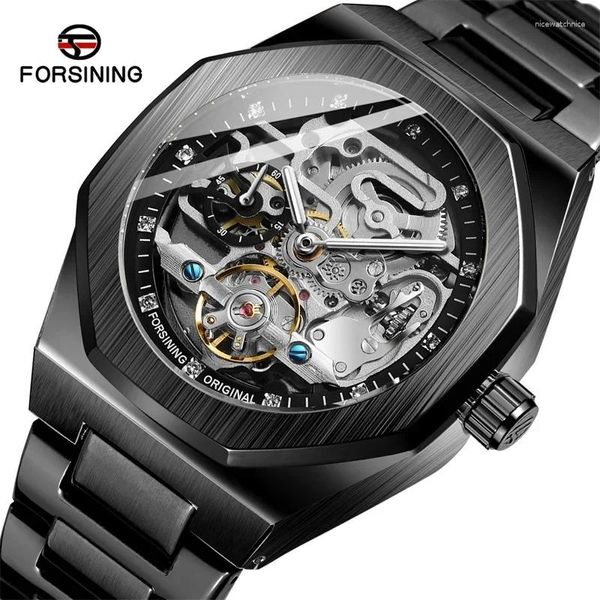 Armbanduhr Forsination Skeleton Automatische mechanische Männer Armbanduhr Original Sport männlicher Uhr Top wasserdichte Hohlwache 8202