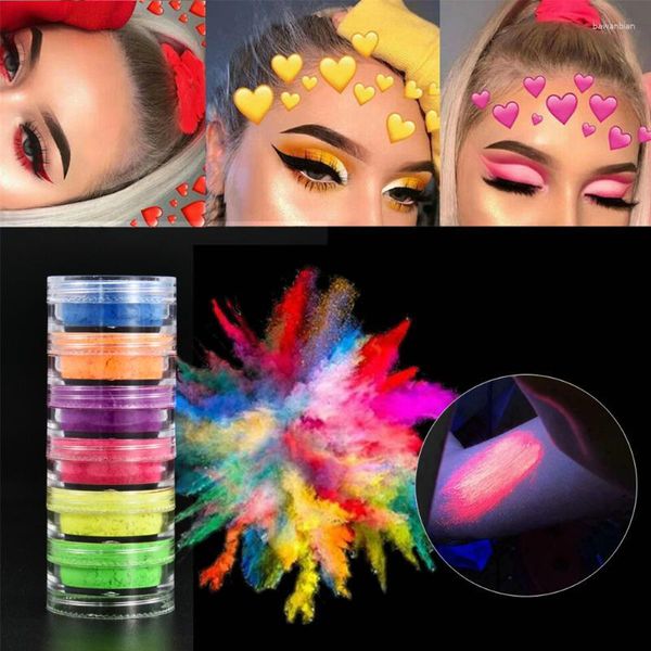 Lidschatten Halloween Party Dekoration Lidschatten Palette Schönheit glasiert dauerhafte fluoreszierende matte Neonpigmentpulver 6 Box