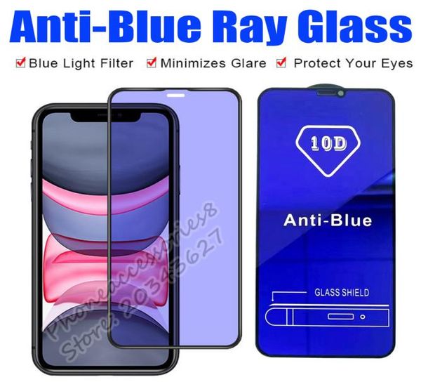 10d Antiblue Light Full Cover Tempered Glass Phone Screen Protector für iPhone 14 13 12 11 Mini Pro Max XR XS 6 7 8 Plus Samsung 9469599