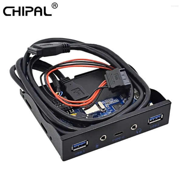 Porta USB 3.1 Painel frontal tipo C 3.0 com interface de áudio de 3,5 mm Tipo C Hub de expansão do hub Adaptador para desktop 3,5 