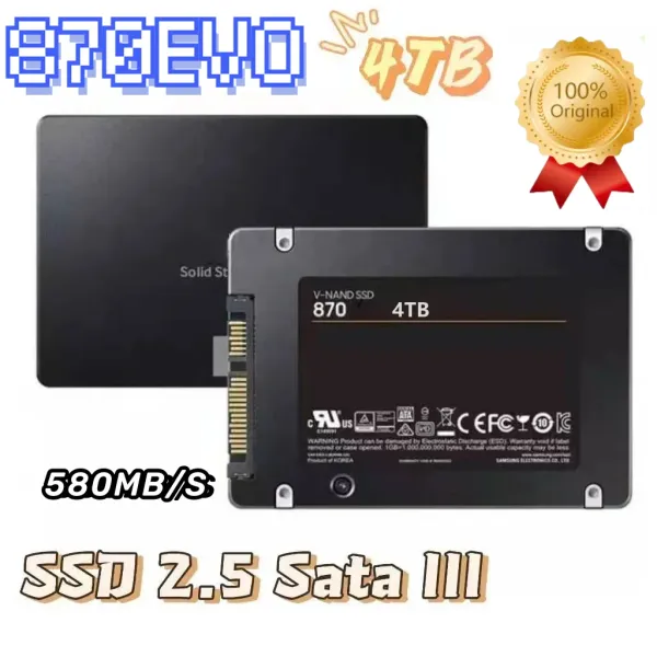 Gehege 4TB SSD 870 EVO Interner Festkörper -Laufwerk Hartscheibe SSD 2,5 Zoll SATA III 2 TB Antrieb Festplatte für Mikrocomputer -Desktop -Laptop