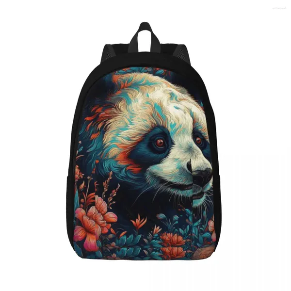 Rucksack Panda Canvas Rucksäcke Buntes Gemälde täglich langlebige schöne Taschen
