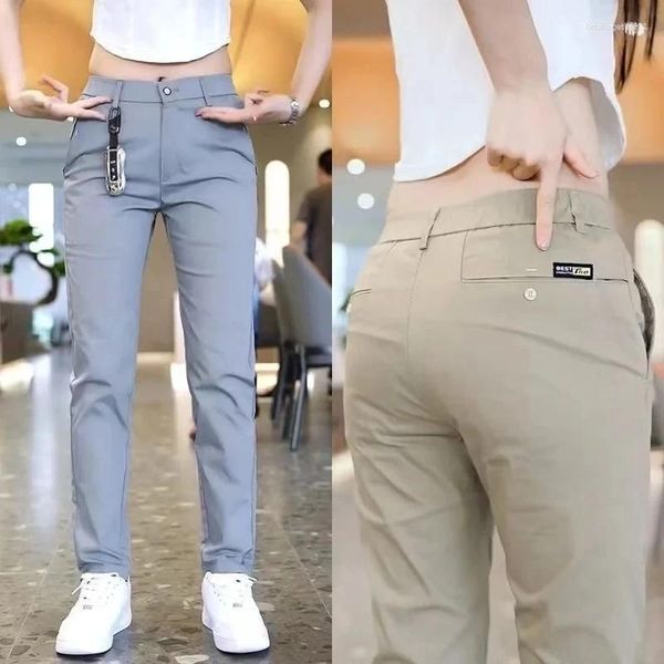 Pantaloni maschili Summer Ice Silk Midweight Sports Casual Simple Design Khaki Black Slim Gambe Drive Gamba Parente