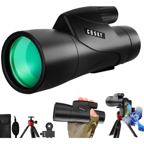 Gosky Piper Monocular Telescope 15x55 HD mit BAK4 -Prisma - Leicht für Vogelbeobachtungsjagd - beinhaltet Smartphone -Adapter zum Aufnehmen atemberaubender Bilder