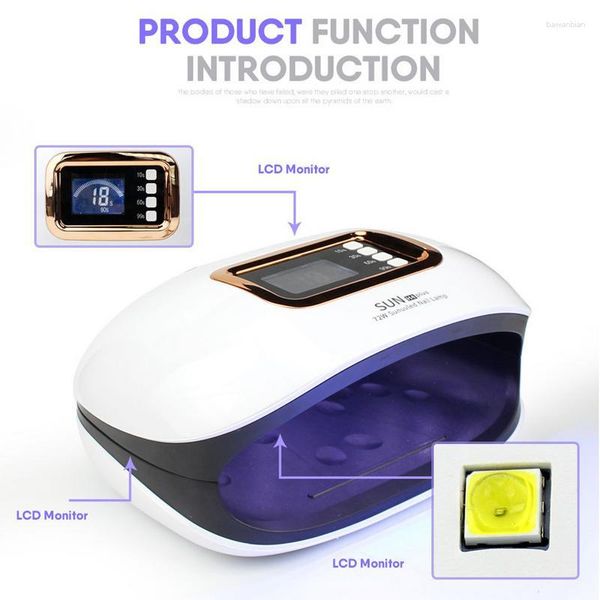 Nageltrockner Sonne H4 plus Eislampe für Maniküre Nägel UV LED 72W Härtungsgel Polnische Lackmaschine mit Timer 10s 30s 60s 99s