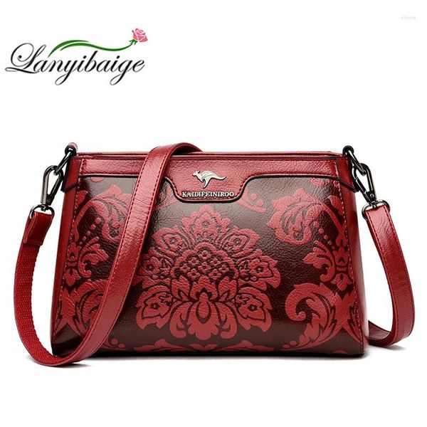 Bolsas de ombro 2024 Moda Pattern PU Saco de couro Mensageiro Bolsas femininas de alta qualidade Nome de marca