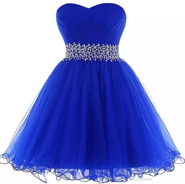 Schöne Schatz Ballkleid Heimkehrkleider Royal Blue Short Prom Kleider Neues Frauen Partykleid mit Rüschen2622720