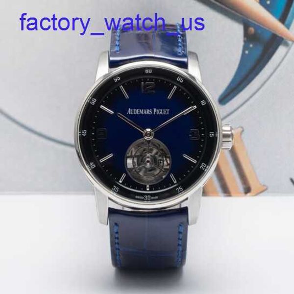Top AP Forist Watch Mens Code 11.59 Series 18K Platinum Material 41 Диаметр синий диск Автоматические механические часы 26396bc
