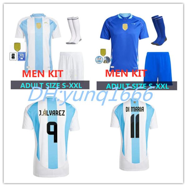 2024 Argentinas Fußballtrikots Männer Kit 24/25 Copa America 3 Sterne 2025 Nationalmannschaft Cup Home Away Football Set und Socken di Maria Lautaro J. Alvarez Kits