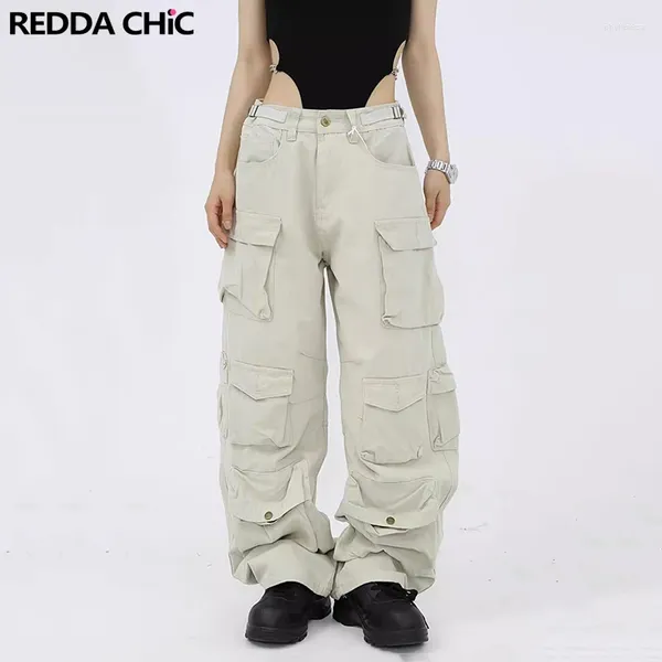 Frauen Jeans Reddachic Multi-Tocket-Frachthose Baggy Anpassungs-T-T-T-T-Taziist Lose kausal breite koreanische Acubi-Mode Unisex Frauen Streetwear
