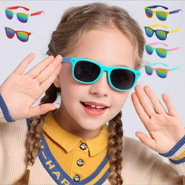Renkli 34 renk güneş gözlüğü açık çocuklar güneş gözlüğü erkek kızlar marka tasarım kare gözlük çocuklar gözlük koruma uv400