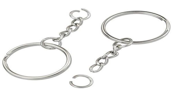 50pcslot 28 mm polierter Silberfarben -Schlüsselring Schlüsselbund Split Ring mit Kurzkettenschlüsselringen Frauen Männer DIY -Schlüsselketten Accessoires W7396199