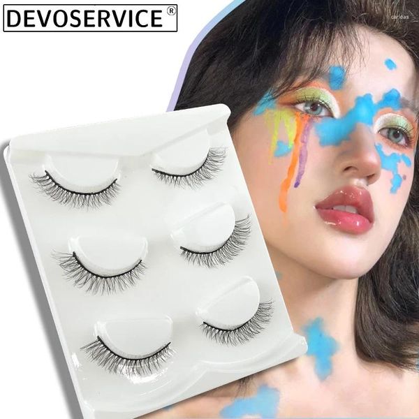 Falsche Wimpern 3 Paare Nerben chaotische flauschige wispy dramatische Wimpern Make -up Natur Curl dicker kurzer Wimpernverlängerung Faux Cils