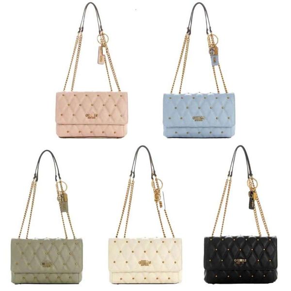 Designer di borsette di marca Hot Selling Sconto per 50% borse di sconto Nuovo Borsa a catena a griglia a diamante a colore solido Rivet a una spalla Cross Crossbody