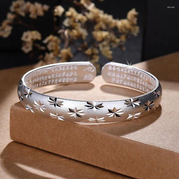 Bangle Fosted Star Star Escritura de Estrela Prata Cor de ponta aberta Homens homens Mulheres Personalidade Charm Ornament Holiday Gift