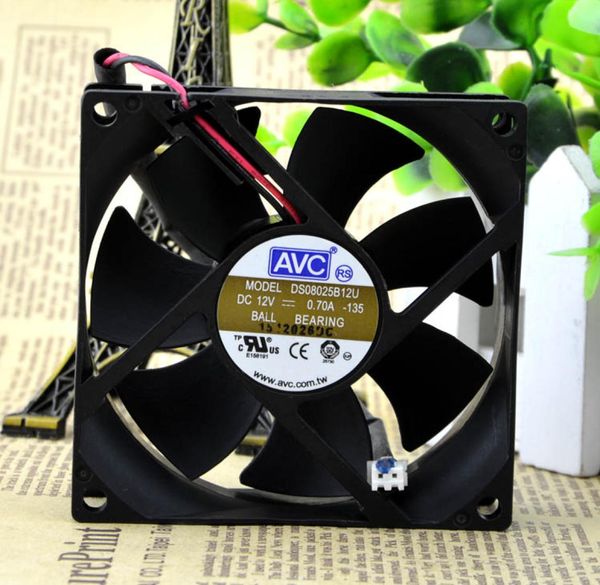 Für AVC DS08025B12U DC 12V 070A 2wire 2Pin -Anschluss 70 mm 80x80x25mm Serverquadrat -Kühlung Fan3659954