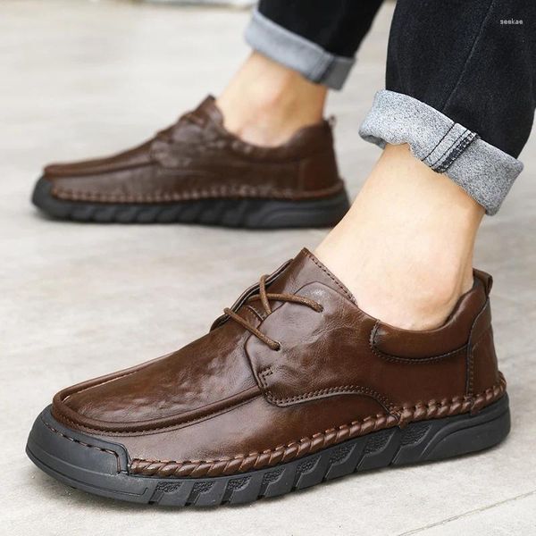 Sapatos casuais homens homens genuínos de couro derby masculino luxuoso artesanal Oxford Classic Business Office