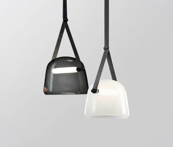 Designer White Smoky Glass Lights a sospensione Modern LED camera da letto LED Studio Soggio