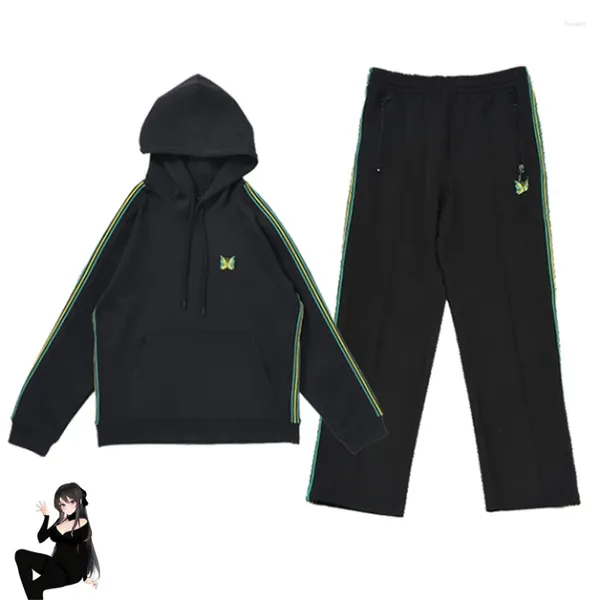 Herren -Tracksuiten Drei Farbstreifen Nadeln Hosenhosen Sport Set Black Tuch Männer Frauen 1: 1 Sticker Butterfly Logo Awge Nadel