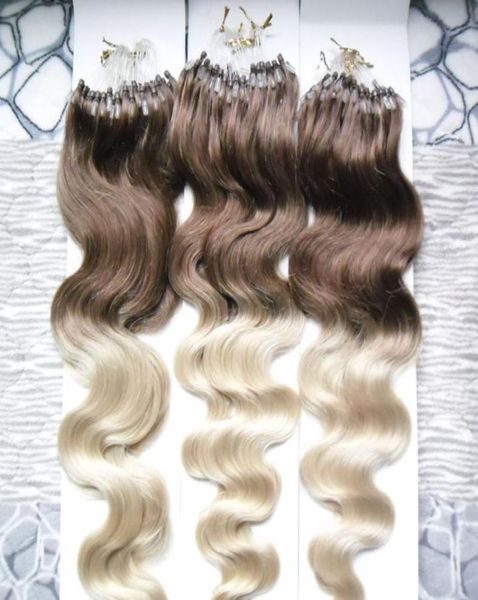 Ombre Micro Loop Ring Hair Extensions Körperwelle 1G 300 g Blonde Vire Haarfarbe 4613 Mikroschlaufe menschliches Haarverlängerungen5827928