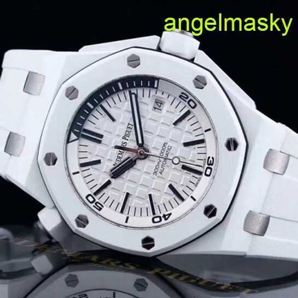 UNISSEX AP PULHO ASSISTIR ROYAL OAK OFFSHORE 15707 Material de cerâmica branca rara MECHONICA MECHONICO MECHONIC 42MM RELISTA DE CALIBRO