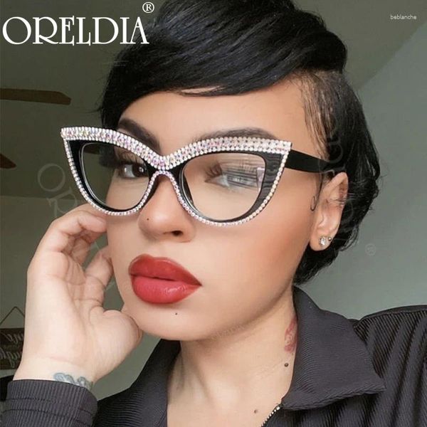 Occhiali da sole Fashion Diamond Cat Eye Women Men Anti-Blue Eyecyses Glasses Optical Computer Trends Lady Eyewear de Sol Oculos